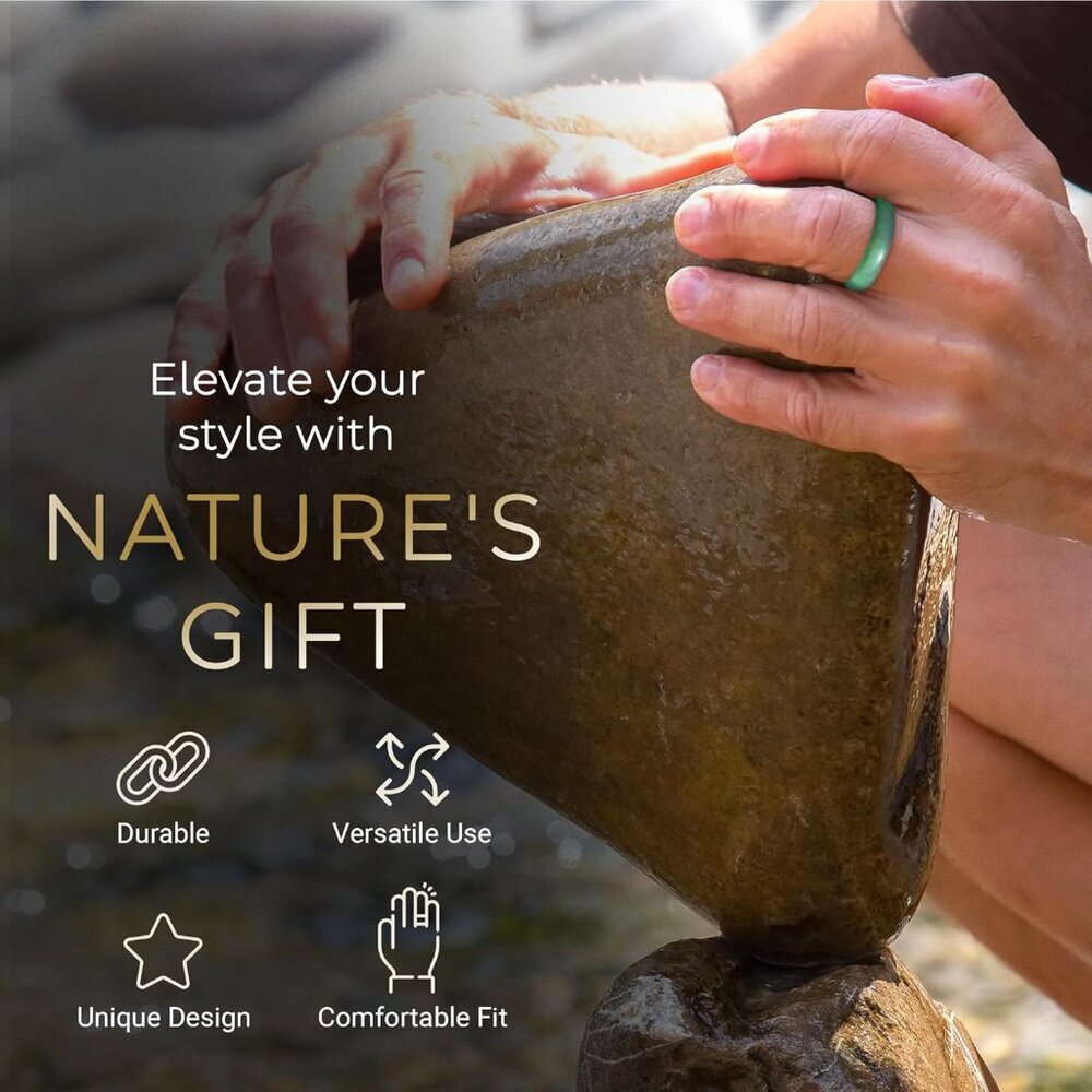 Gemstone Stackable Ring Natural Agate Minimalist … - image 2